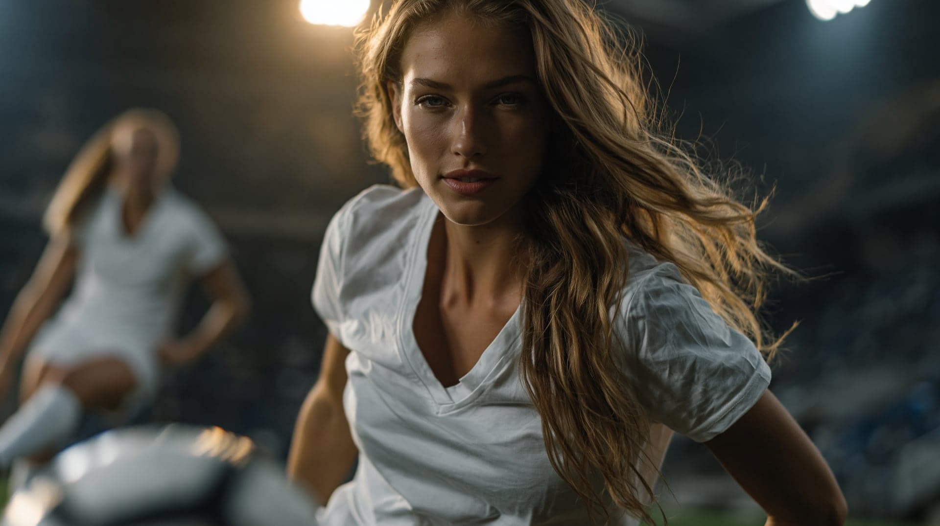 AI-generated stock photo of a female soccer player